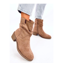 Botins camel com cano franzido castanho 2
