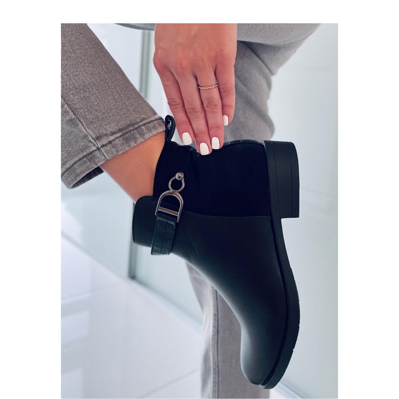 Botas Chelsea de camurça granulada feminina Amil Preto - Inello 2