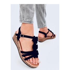 Fisken Sandália de cunha com flores preta - Inello. preto 1