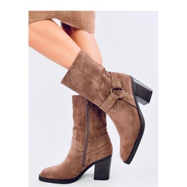 Botas de cowboy de camurça cáqui castanho 1