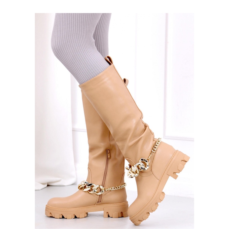 Botas com corrente July Camel - Inello marrom 2
