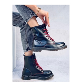 Botins com cadarço e linha colorida Stuff Pretovermelho - Inello 2