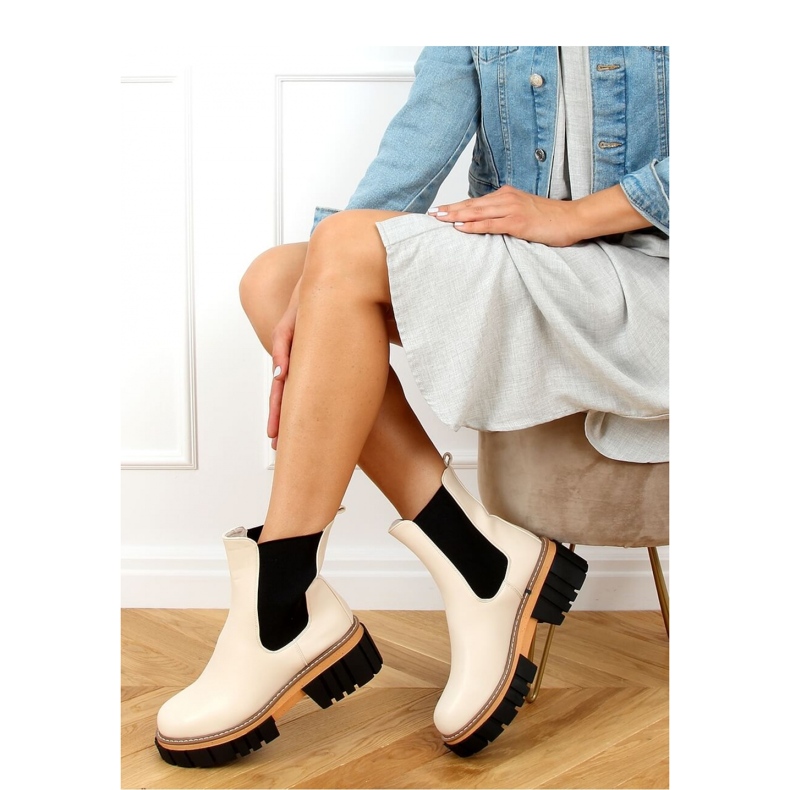 Botas Chelsea Creme Mulher NS228P Bege - Inello 2