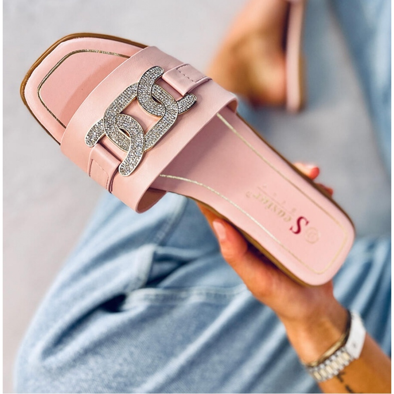 Mille Sandália chinelo com strass rosa - Inello 1