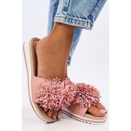 Sandália Mule Cunha com Flores Ragnes Rosa - Inello 1