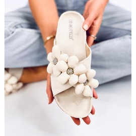 Sandália Chinelo de cortiça com almofada flores Charss Bege - Inello 1