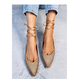 Sapatilhas com strass salto aberto Vonda Champagne - Inello amarelo 1