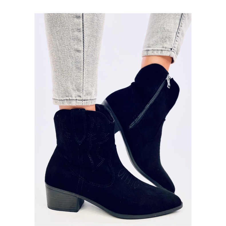 Botas cowboy femininas em camurça Poirot Preto - Inello 1