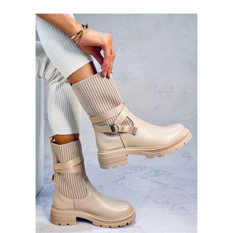 Shaffer Botins Khaki com cano elástico - Inello bege 2
