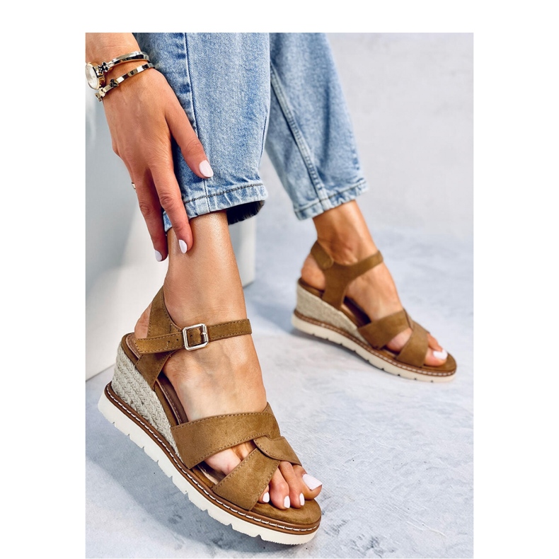 Sandália espadrille cunha Sermon Cáqui - Inello marrom 1