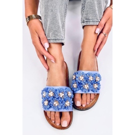 Emiles Chinelos de cortiça azul com flores - Inello 1