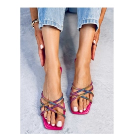 Chinelo Sandália com strass Rexha Fúcsia - Inello rosa 2