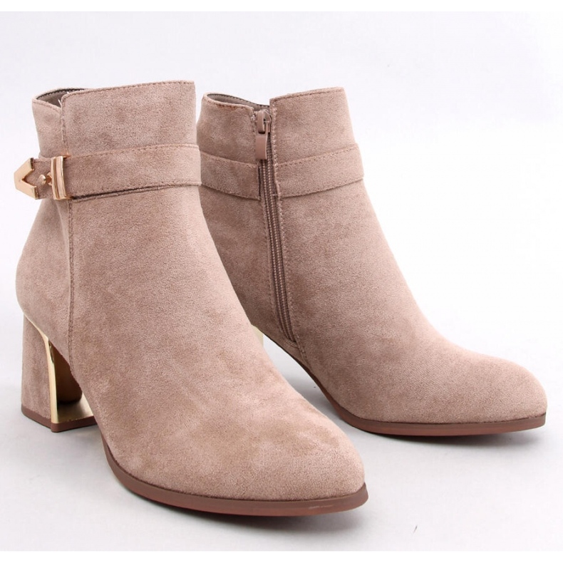 Botins elegantes de salto alto Khalia Khaki - Inello bege 1
