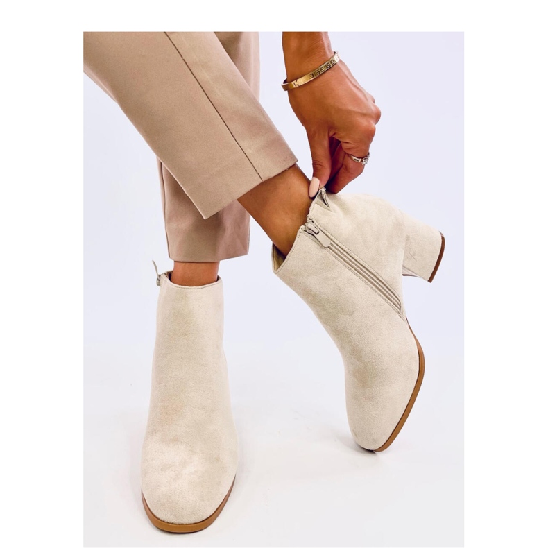 Marple Beige Ankle boot liso com salto alto - Inello bege 2