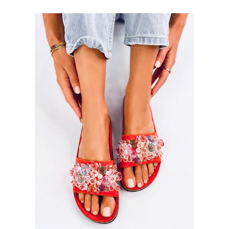 Sandália Chinelo de cortiça com pedras Maliv Laranja - Inello 1