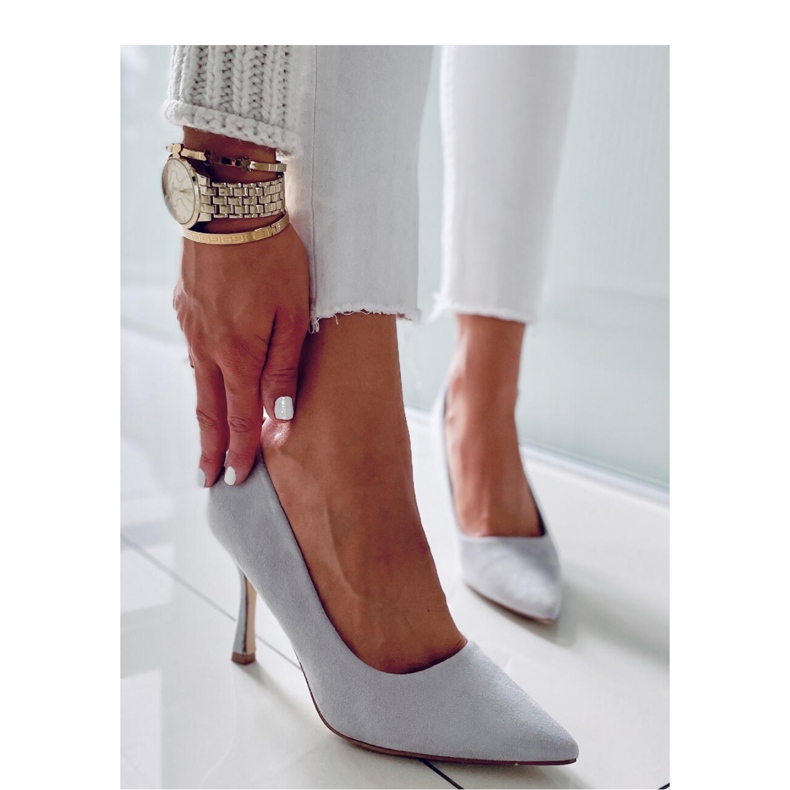 Salto alto feminino Giorgia Grey em camurça - Inello cinza 2