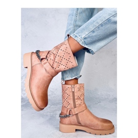 Issey Ankle boot com aberturas Khaki - Inello bege 2