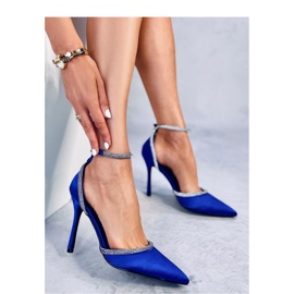 Sapato agulha azul Conway com strass - Inello 1