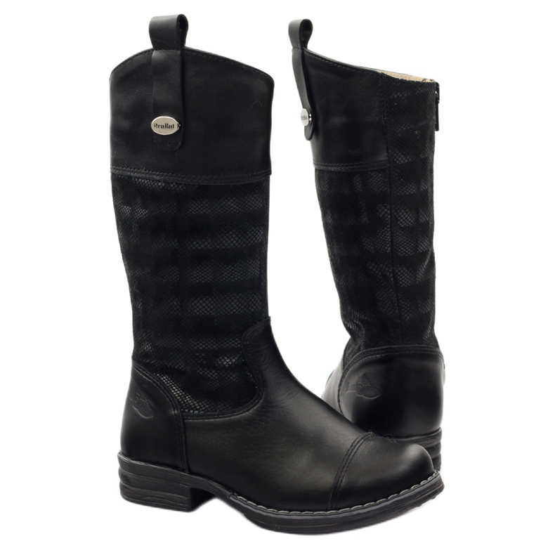 Ren But Botas femininas de couro 322 3d preto Ren, mas 3