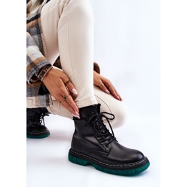 Step in style Botas de combate Modelo Trinah 22BT35-5079 Black_Green - Entre com estilo preto 1