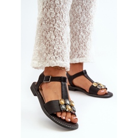 Sandálias femininas com decoração S.Barski Black preto 1