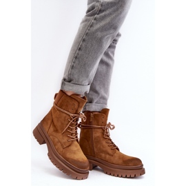 Botins femininos marrons com sola grossa marrom 1