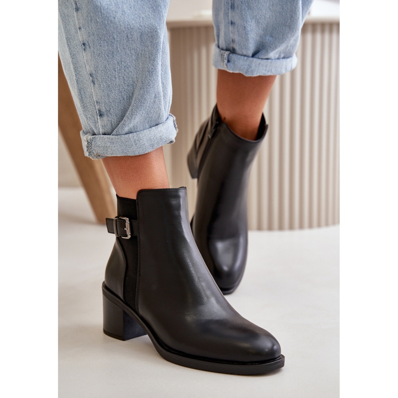 Botins femininos com isolamento e fivela, pretos 1 Botins femininos com isolamento e fivela, pretos 1