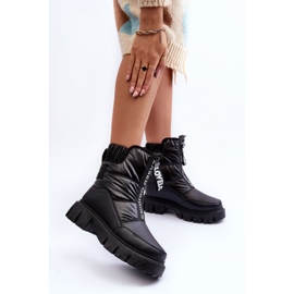 Botas de neve pretas com isolamento feminino preto 1