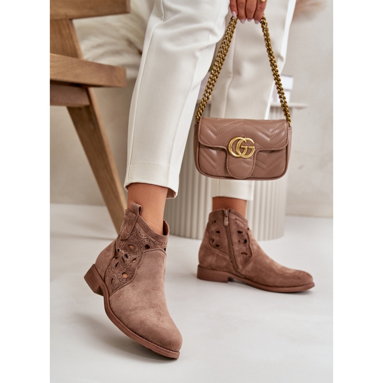 S. BARSKI Botas femininas com parte superior perfurada S.Barski marrom castanho 1 S. BARSKI Botas femininas com parte superior perfurada S.Barski marrom castanho 1