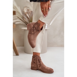 S. BARSKI Botas femininas com parte superior perfurada S.Barski marrom castanho 2 S. BARSKI Botas femininas com parte superior perfurada S.Barski marrom castanho 2