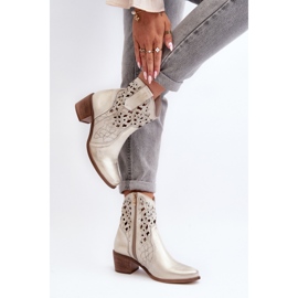Botins femininos Zazoo com parte superior vazada, dourados 2