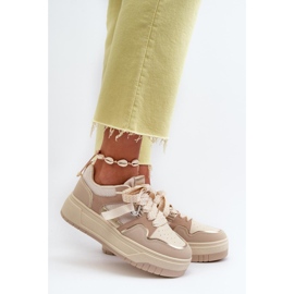 Calçado desportivo plataforma bege 1