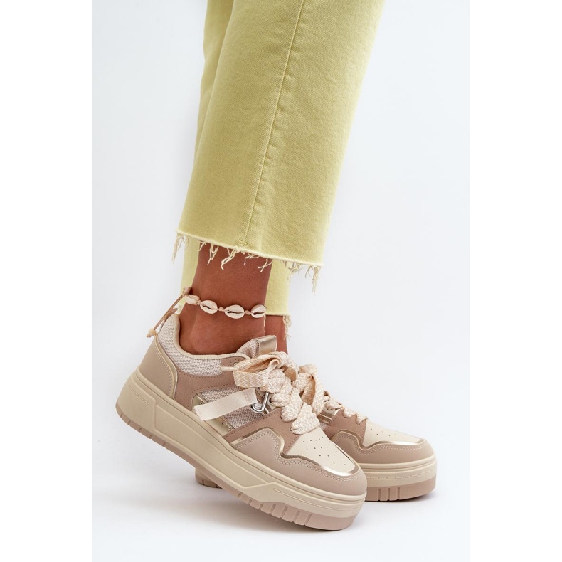 Calçado desportivo plataforma bege 1