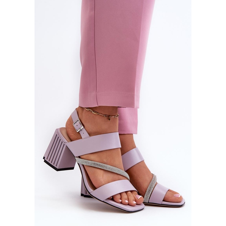 Sandálias femininas violetas de salto alto roxo 1