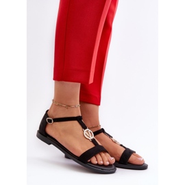 Sandálias femininas com decoração dourada Vinceza Preto 1