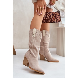Botas de cowboy femininas bege 1