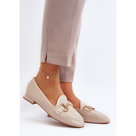 Mocassins femininos com decoração bege 1
