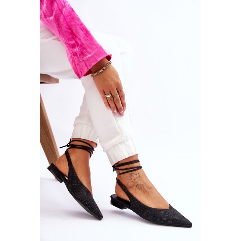 Sapatilhas femininas com salto aberto Preto 1