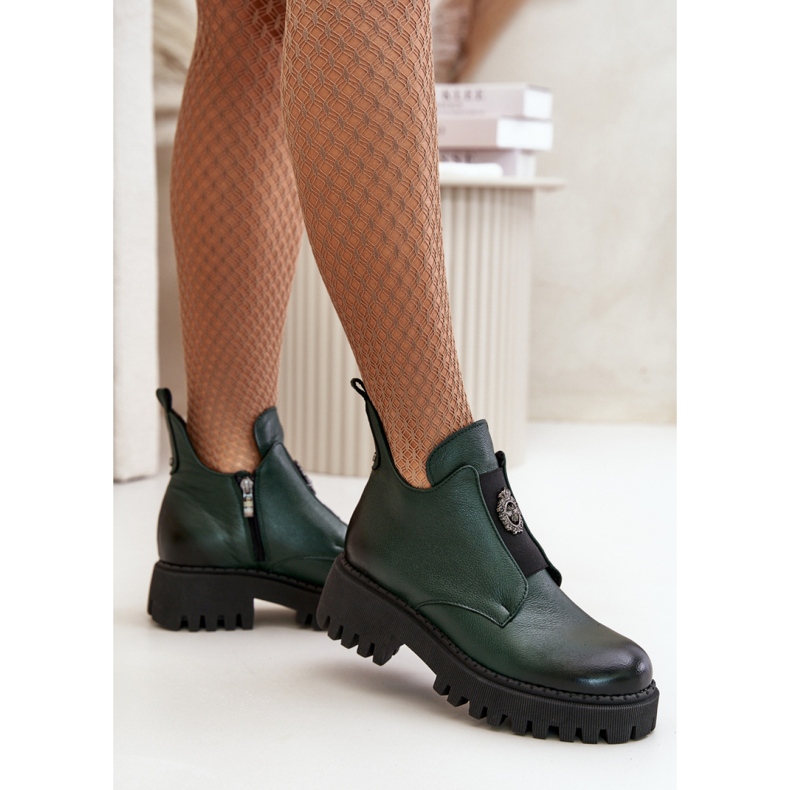 Botins femininos de salto alto Zazoo Verde Escuro 1