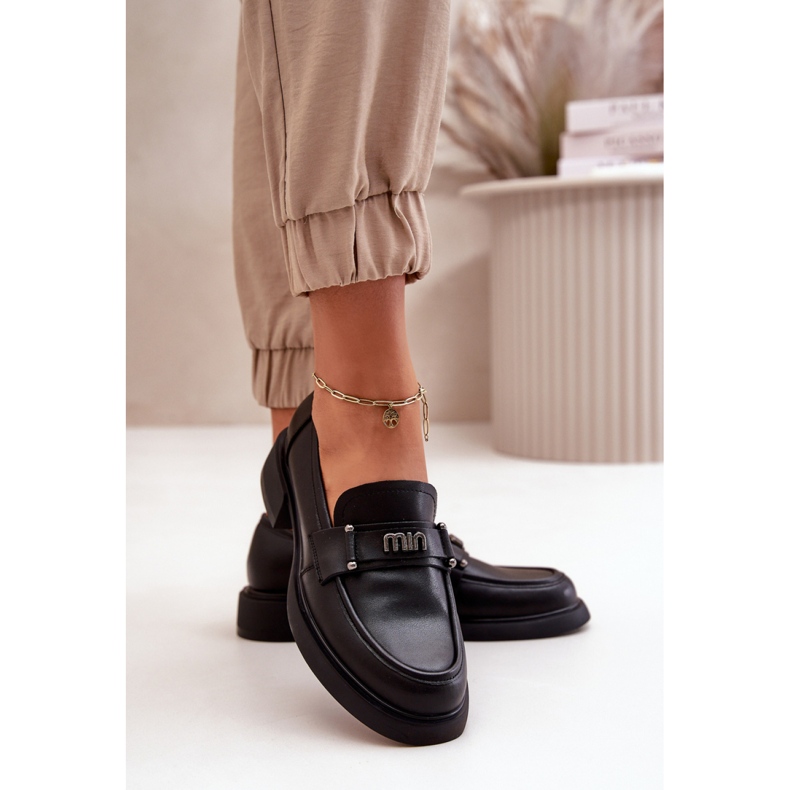 Vinceza Mocassins pretos femininos elegantes 1