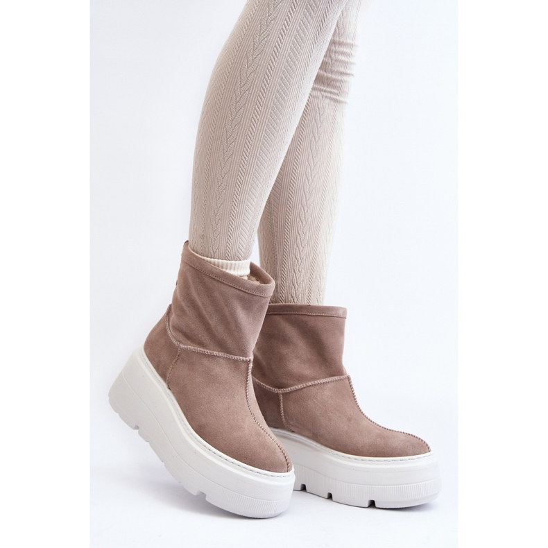 Botins femininos Zazoo Beige em uma plataforma enorme bege 1
