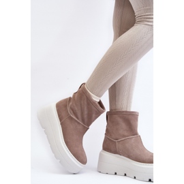 Botins femininos Zazoo Beige em uma plataforma enorme bege 2