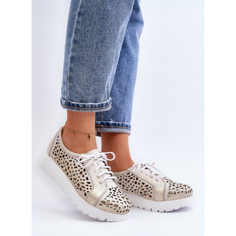 Sapatos femininos de couro Zazoo Gold dourado 1