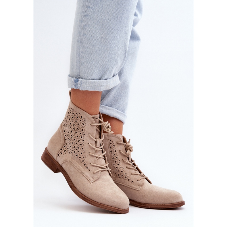 Botas com parte superior perfurada S.Barski Light Beige bege 1