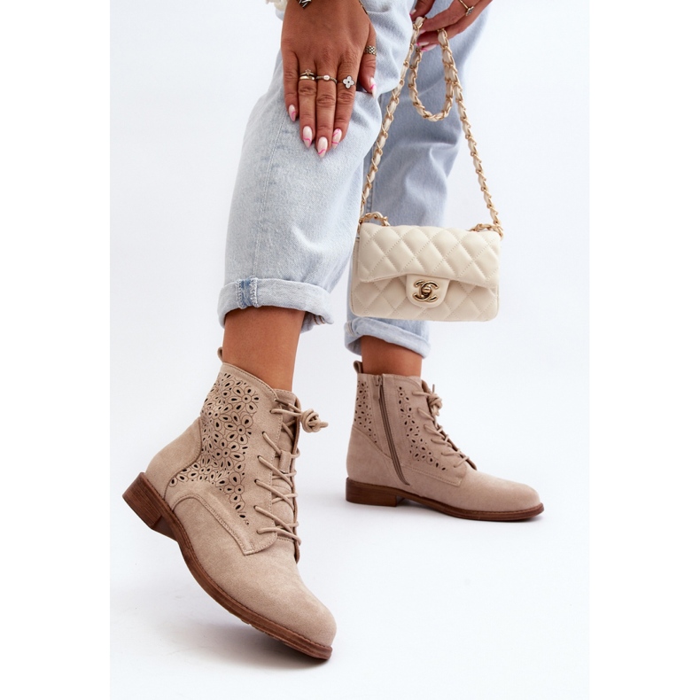 Botas com parte superior perfurada S.Barski Light Beige bege 2