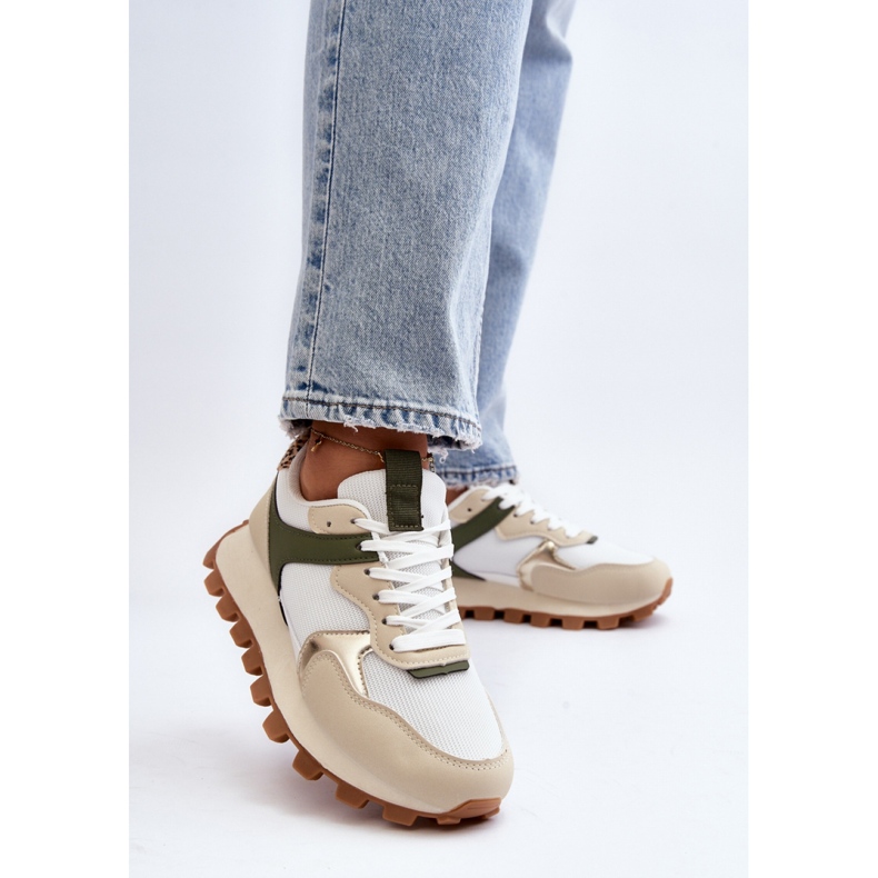 Calçados esportivos femininos na plataforma Bege/Verde 2