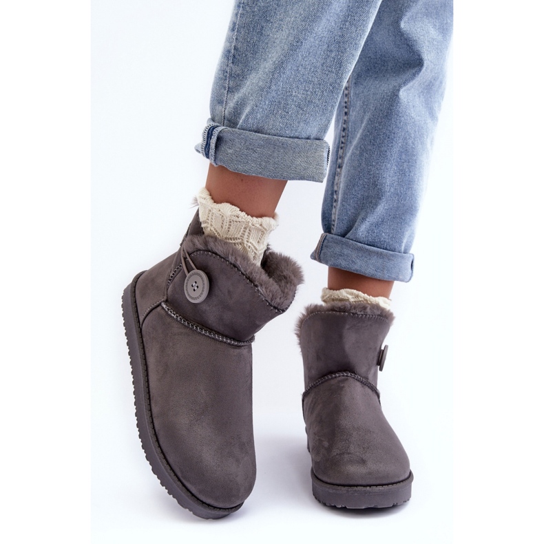 Botas de neve femininas na plataforma cinza 1