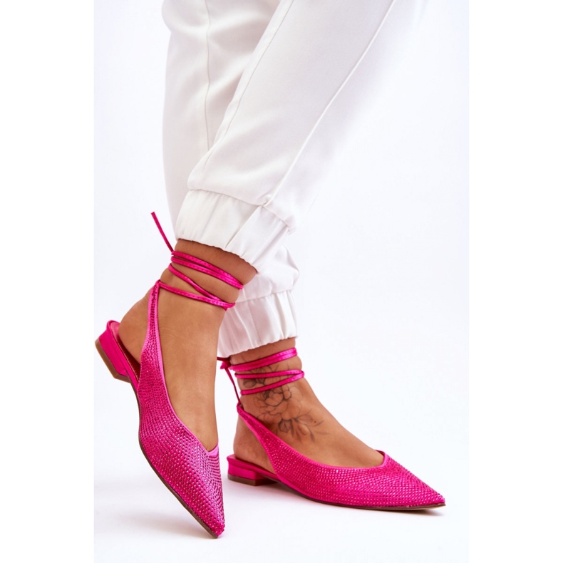 Sapatilhas amarradas com strass fúcsia rosa 1