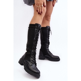 Botas femininas com cano elástico Preto 1