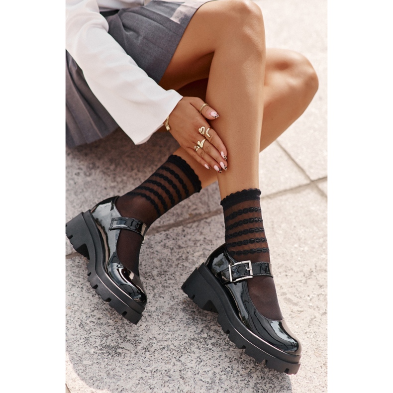 Sapatos femininos envernizados com fivela Black Lakier preto 1